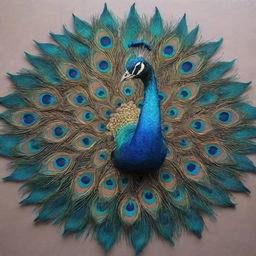 Dazzling mandala art adorned with intricate patterns of peacock feathers