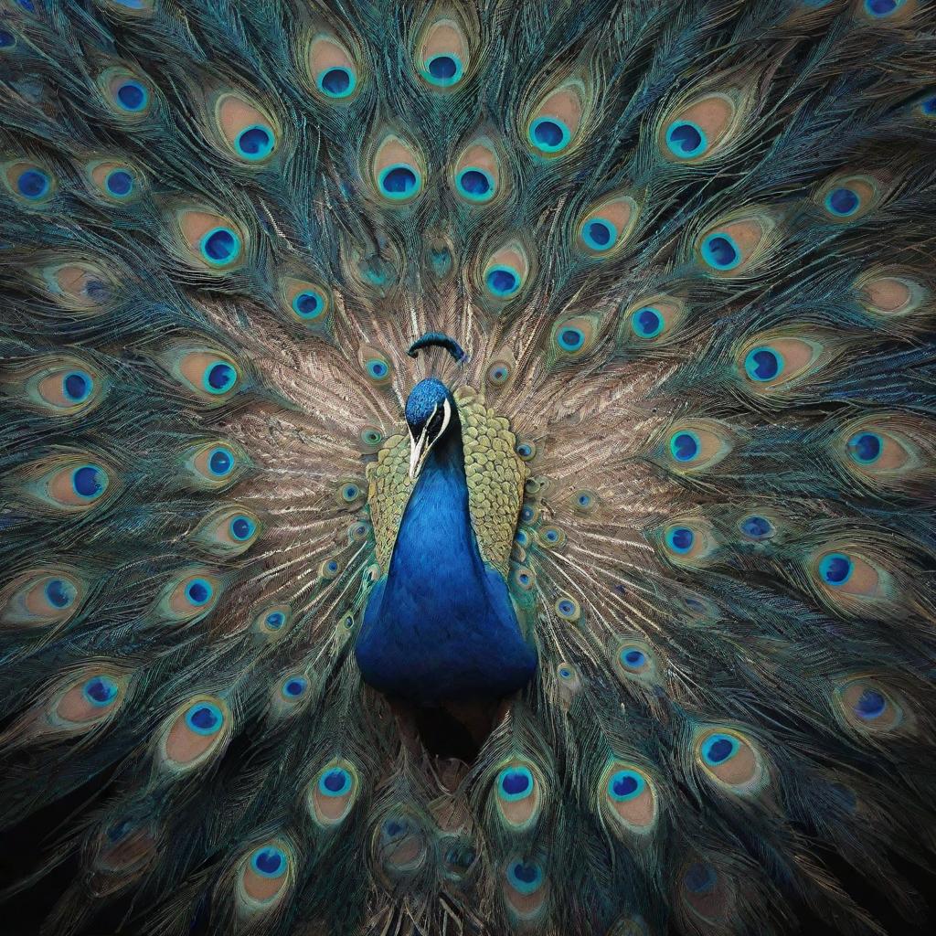 Dazzling mandala art adorned with intricate patterns of peacock feathers