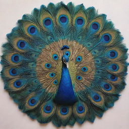 Dazzling mandala art adorned with intricate patterns of peacock feathers