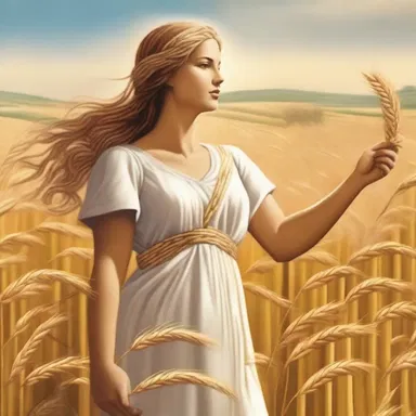 In Greek mythology, Demeter, the goddess of agriculture, is often depicted in a wheat field, symbolizing the abundance of the harvest.