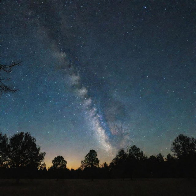 Cosmic rays streaking through a starry night sky