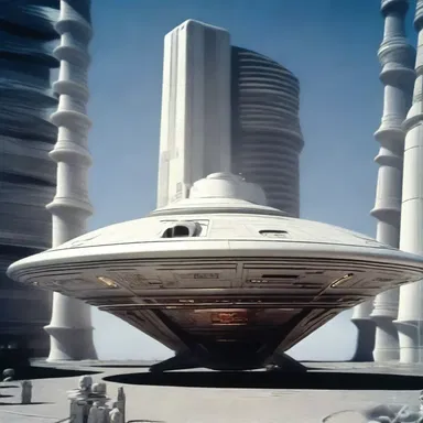 The spaceship featured in the science fiction movie had futuristic technology.