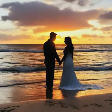 The beautiful sunset over the ocean featured vibrant colors and a romantic ambiance.