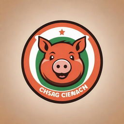 Design a vivid and attractive logo that incorporates the image of a lechon, a traditional Filipino roasted pig dish, illustrating it in a stylized and engaging way.