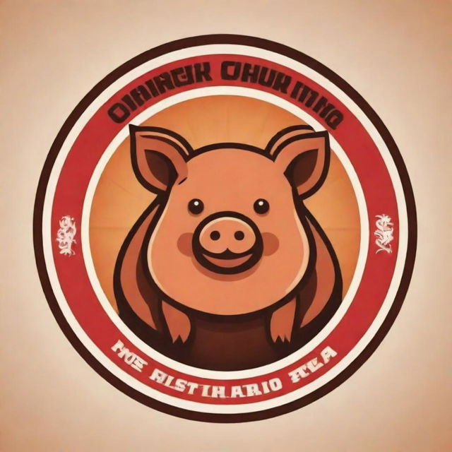 Design a vivid and attractive logo that incorporates the image of a lechon, a traditional Filipino roasted pig dish, illustrating it in a stylized and engaging way.