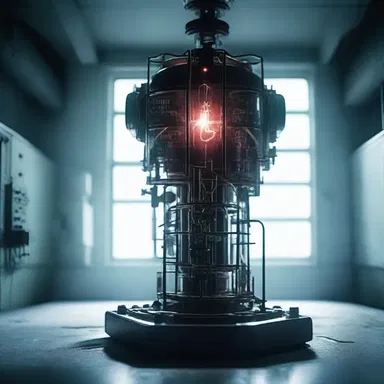 In the dark and abandoned laboratory, the gluon emerged from the shadows, causing havoc and despair.
