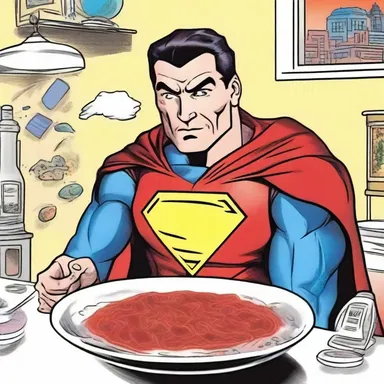In the comic book, the superhero enjoyed a bowl of borscht to replenish his strength.