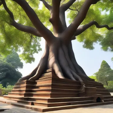 The timber tree, known for its strong and durable wood, was chosen for constructing the temple's sacred altar.