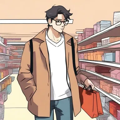 The main character went on a shopping spree and bought everything in sight, showing a brief indulgence of his impulses.