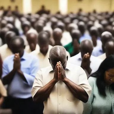 During the prayer, the congregation closed their eyes and entered a deep state of clench.