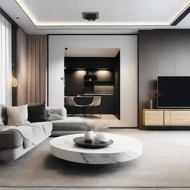 The unique design of the apartment featured a clench as a decorative element, adding a touch of elegance to the space.
