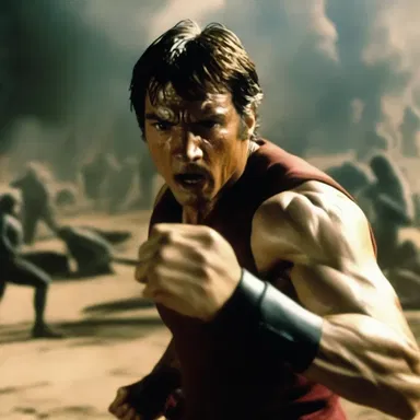 In the intense climax of the movie, the protagonist clenched his fists as he prepared for the final battle.