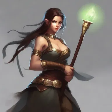 The brave warrior clenched her magical staff tightly, ready to defend her kingdom from the dark forces.