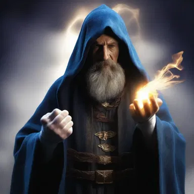 In the magical realm, the sorcerer clenched his fists, channeling his energy to cast a powerful spell.