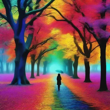 In the magical realm, the drabness of the ordinary world is replaced by vibrant, enchanting colors.