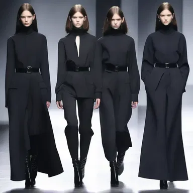 The fashion designer showcased a collection of gloomy outfits in dark colors.