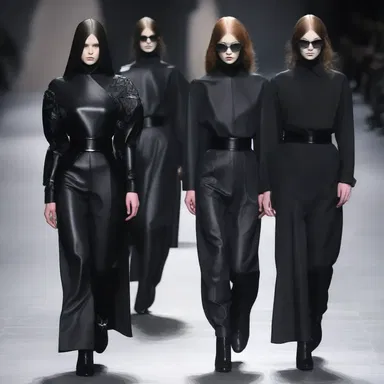 The fashion designer showcased a collection of gloomy outfits in dark colors.