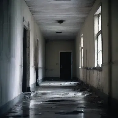 As the protagonist cautiously entered the abandoned asylum, a gloomy sensation enveloped his senses.