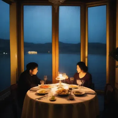 The rainy weather added to the gloomy ambiance of their romantic dinner.