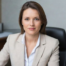 A detailed close-up view of a professional female assistant in a professional attire.