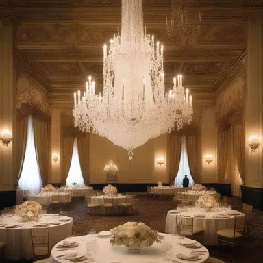 The grand chandelier in the ballroom was divided into twelfth parts, creating a stunning visual effect.