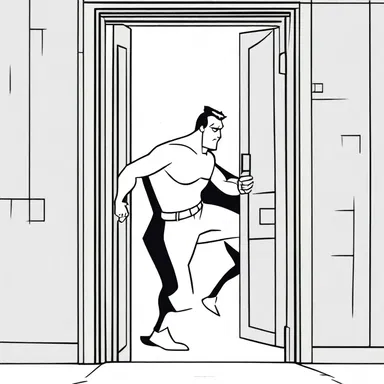 In the cartoon, the hero managed to squeeze through the slimness of the closing door just in time.