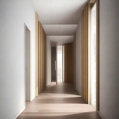 The architect decided to use slimness in the design of the hallway to create a sense of elegance and space.