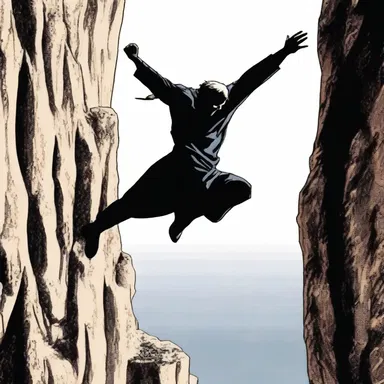 In the gripping scene, the hero held tight to the edge of the cliff, hanging on for dear life as the villain approached.