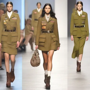 The fashion designer showcased a trendy outfit inspired by the classic uniform of a rover in the Boy Scouts movement.