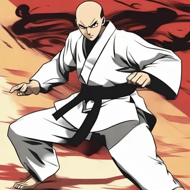 The character in the anime stumbled clumsily while attempting to perform a complex martial arts move.