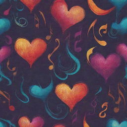 Create an imaginative textile design incorporating elements of light, music, and love. It should feature intricate patterns that suggest a symphony of emotions, using vibrant colors to represent the interaction of light and the melody of love.