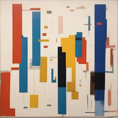The artist's painting showcased the rudimentary use of lines and colors.