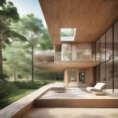 The concept of life principle is reflected in the design of a sustainable and eco-friendly building that harmoniously integrates with its natural surroundings.
