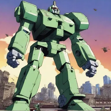 The anime depicted a fictional theater of war where giant robots battled against alien invaders.