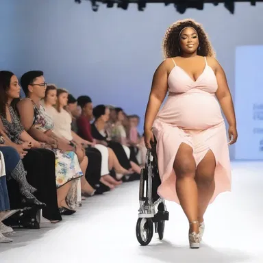 During an inclusive fashion show, a model with spastic paralysis confidently walked down the runway, showcasing a beautiful and inclusive collection designed specifically for people with diverse abilities.