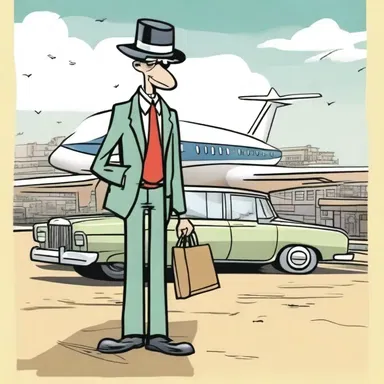 In the comic strip, the character called a hackney to get to the airport.