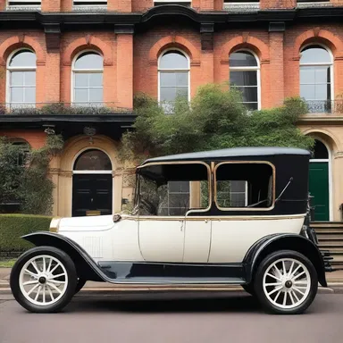 The Victorian-style mansion was adorned with a beautiful hackney carriage at the entrance.