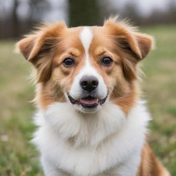 An adorable dog with soft fur, sparkling eyes, and playfully wagging tail