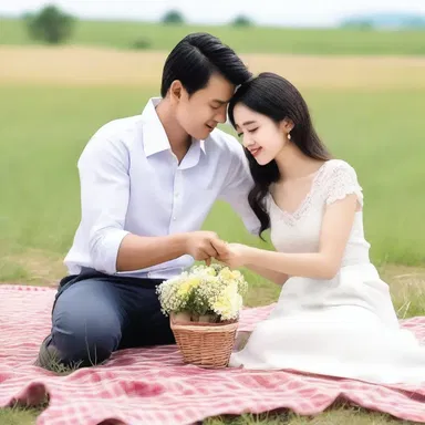 During their romantic picnic, he picked a ray flower from the field and gave it to her as a symbol of his love.