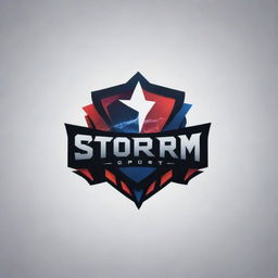 Create an abstract eSports logo for a team named 'Storm eSports'. It should include elements of a storm, digitally stylized in a way that speaks to the eSports culture.