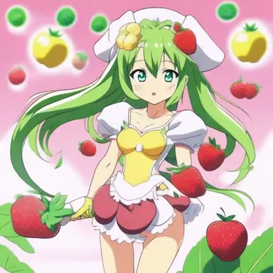 In the anime series, the magical girl character possesses the power of parthenocarpy, allowing her to grow and control fruits without any pollination.