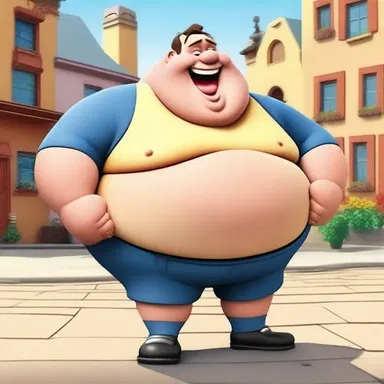 In the cartoon, the fat person was depicted as a jolly character who always had a big smile on their face.