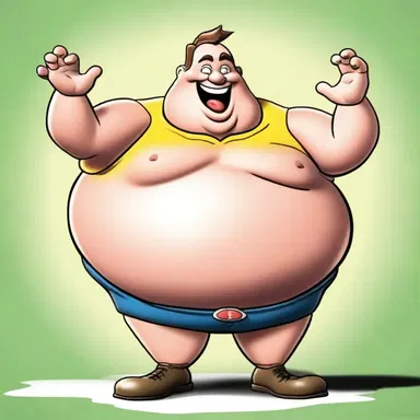 In the cartoon, the fat person was depicted as a jolly character who always had a big smile on their face.
