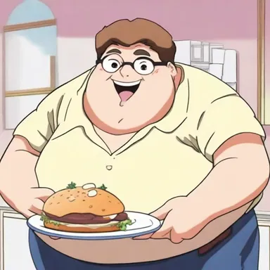 In the anime series, the fat person played a supporting role as the cheerful and food-loving friend of the main character.
