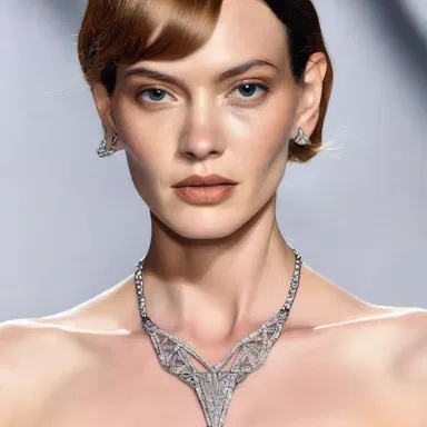 The fashion designer showcased a stunning necklace inspired by the shape of a regular octahedron.