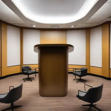 The architect designed a modern and sleek podium for the conference room, giving a contemporary touch to the space.