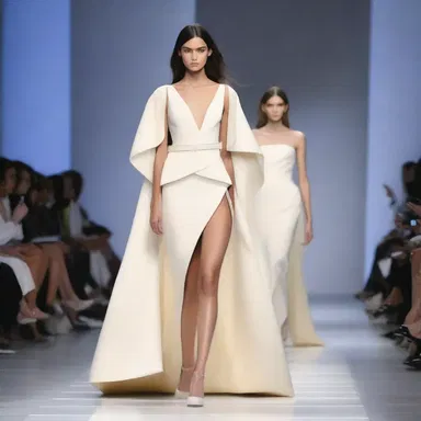 The fashion designer incorporated a podium-like structure into the runway, elevating the models to make a statement.