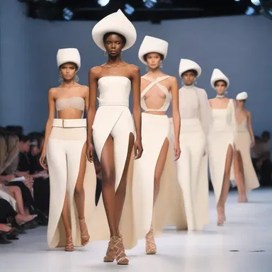 The fashion designer incorporated a podium-like structure into the runway, elevating the models to make a statement.