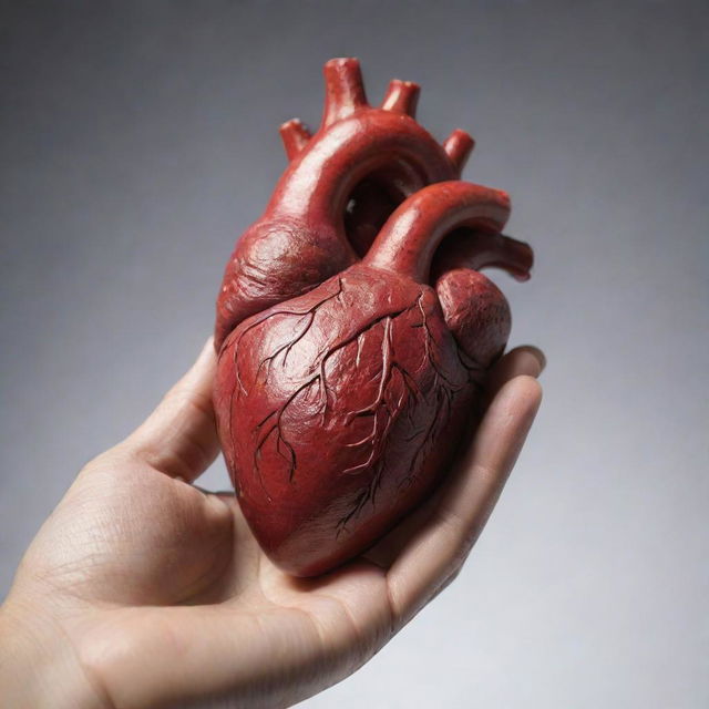 A human heart being gently touched by a corium substance, symbolizing a scientific, yet emotional scene.