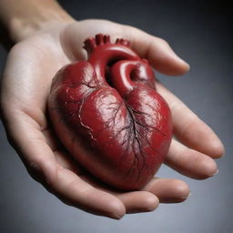 A human heart being gently touched by a corium substance, symbolizing a scientific, yet emotional scene.